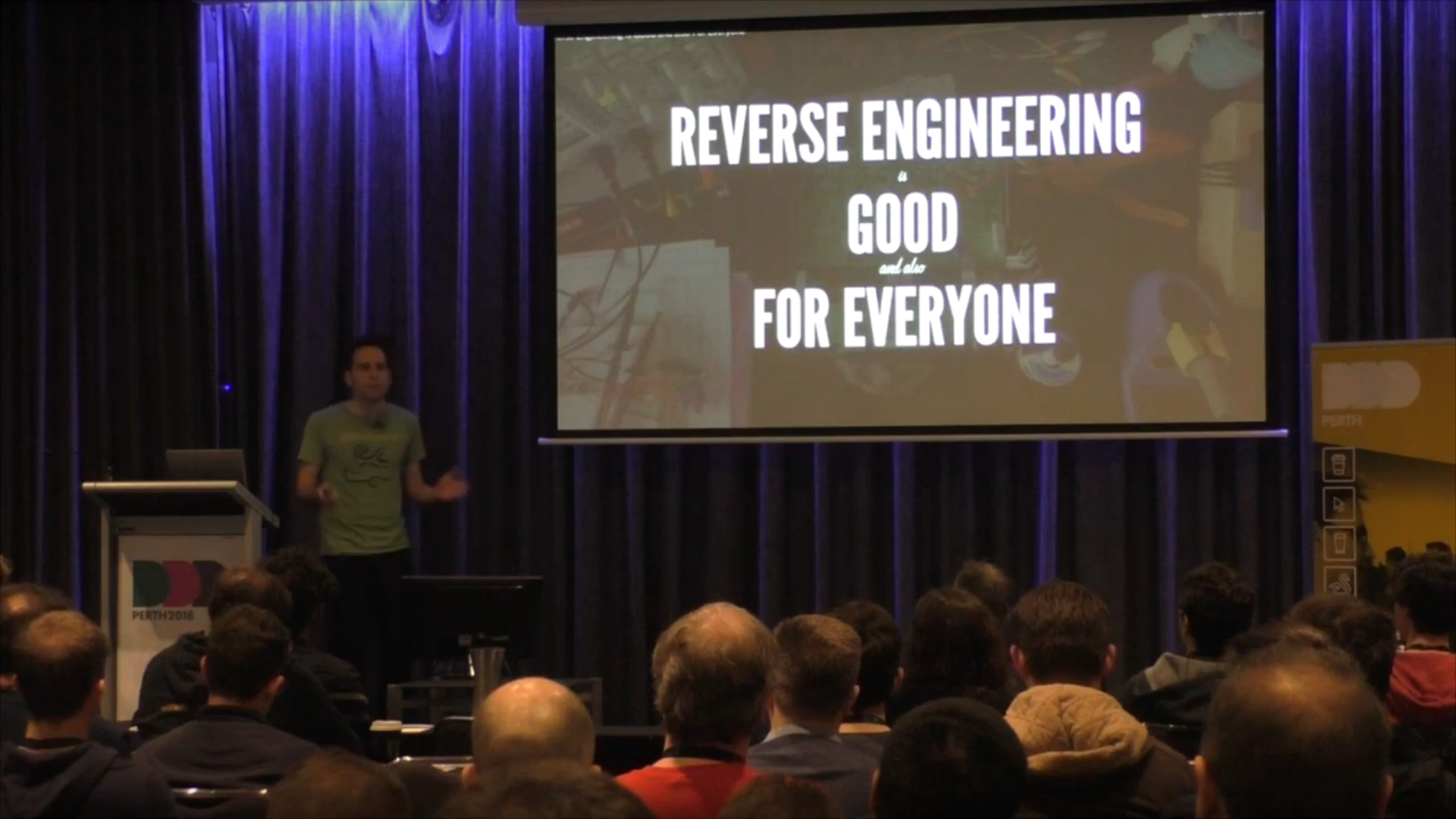 Fight me The author preaching about reverse engineering to a captive audience